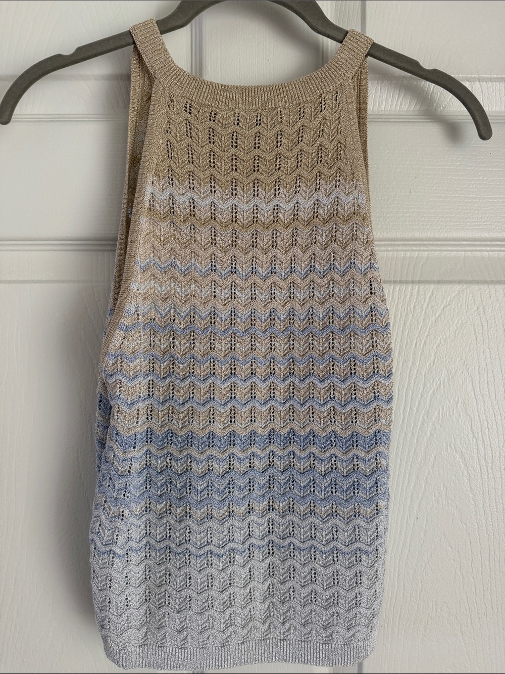 Sandro Knit Halter Tank shimmer gold and blue - Picture 3 of 8